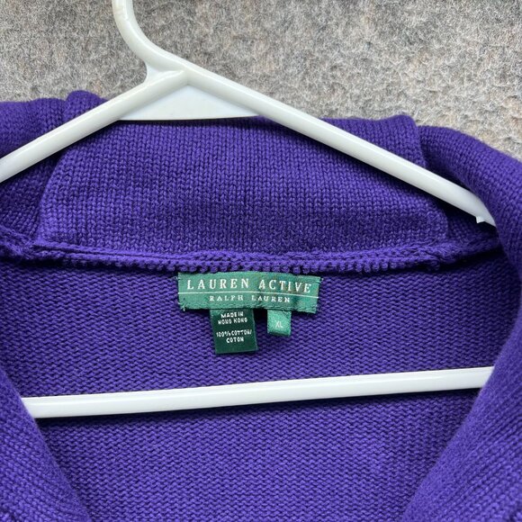 Lauren Ralph Lauren Active Sweater Women XL Purple Knit Hoodie Pullover New LRL - Picture 6 of 11